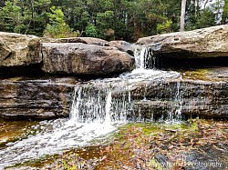 As the water gushes from ledge to ledge