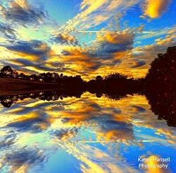 Water reflection at sunset