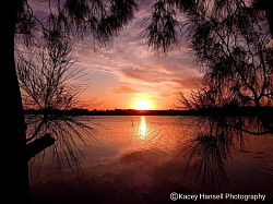 Sunset over the water