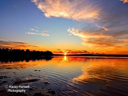 Sunset reflecting off the calm water