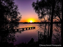 Reflection of the sun set off the water